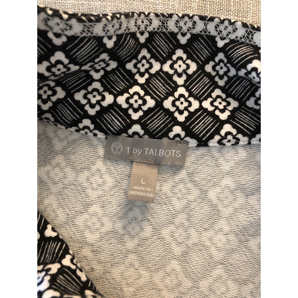 Talbots Shirt Large Black‎ 1/4 Zip Geometric Performance Stretch Athleisure - Picture 8 of 8